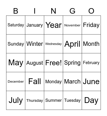 Calendario Bingo Card