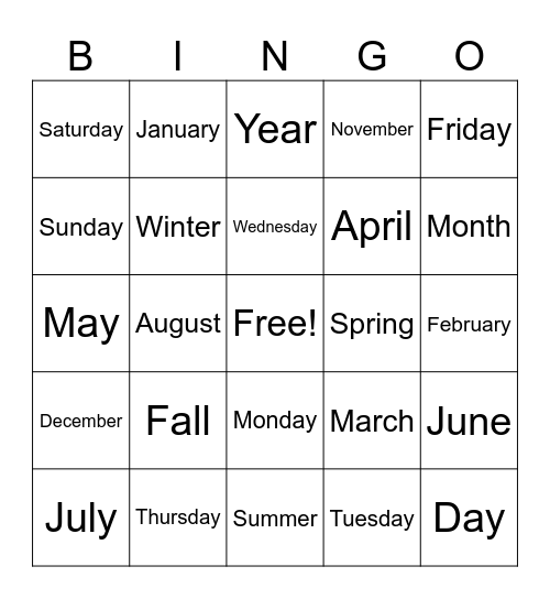 Calendario Bingo Card