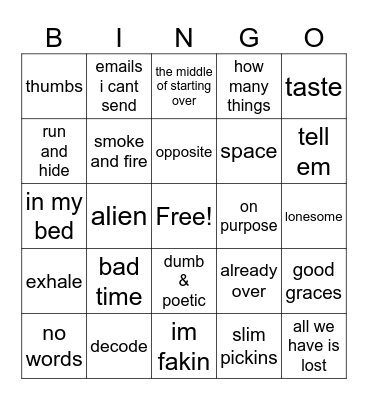 Sabrina Bingo Card