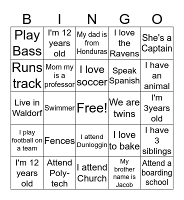 Julian's Birthday Party Bingo Card