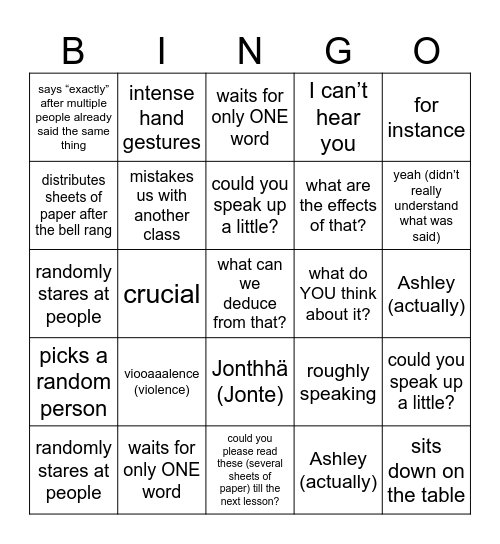 BINGROSCH Bingo Card