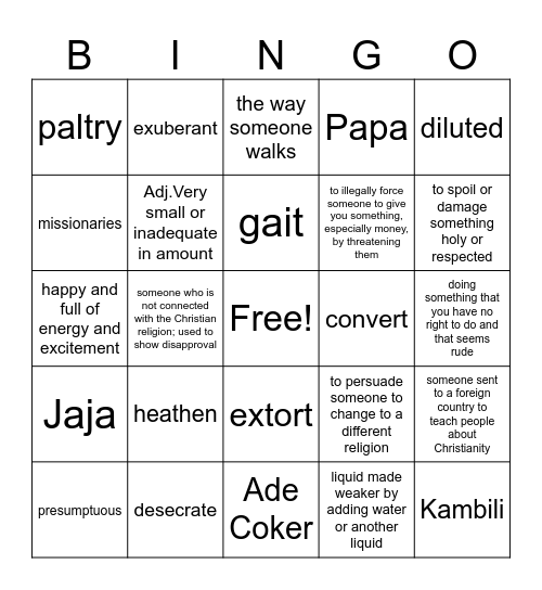 PH Vocab 3-7 Bingo Card