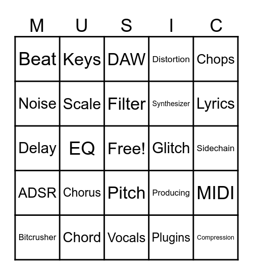 Music Making Bingo Card