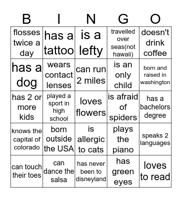 Martin Way Ice Breaker Bingo Card