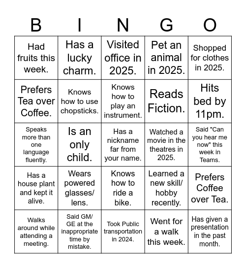 Bingo Card