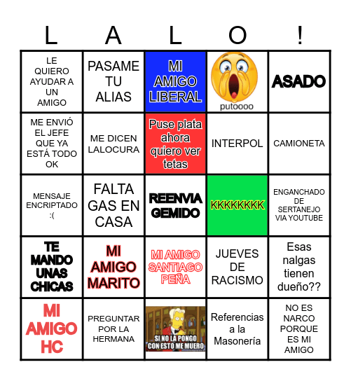BINGO DE MENSAJES DE LALO GOMES Bingo Card