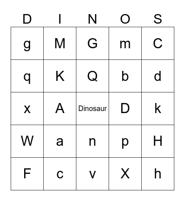 Dinosaur Bingo Card