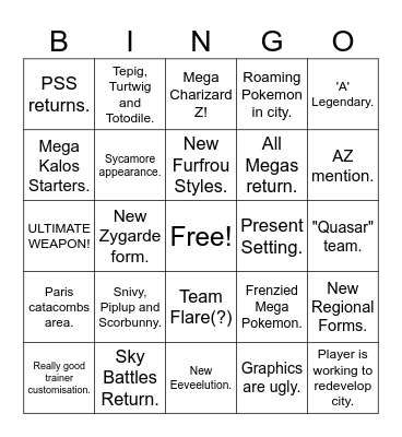 PLZA Trailer Bingo Card