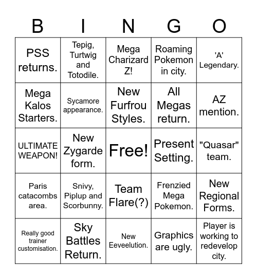 PLZA Trailer Bingo Card