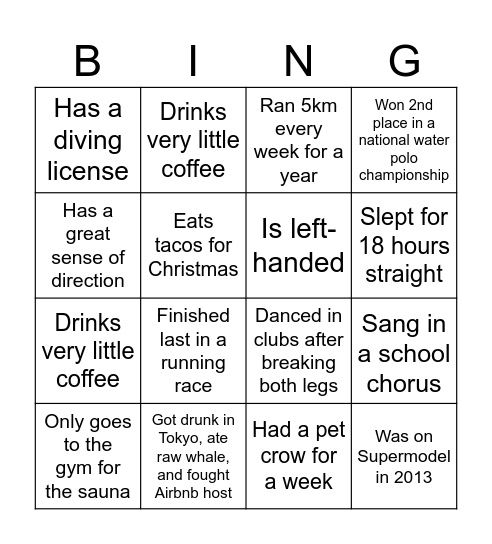Bingo Card 2 Bingo Card