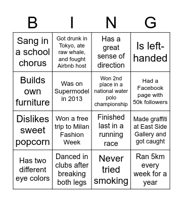 Bingo Card 3 Bingo Card