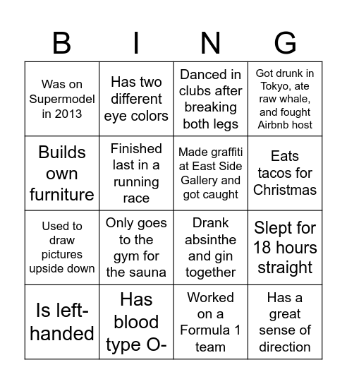 Bingo Card 4 Bingo Card