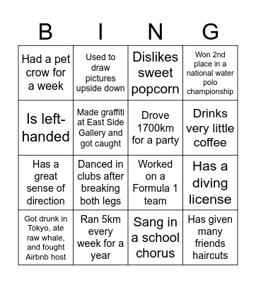 Bingo card 6 Bingo Card