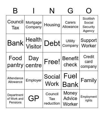 Penicuik CAB Bingo Card