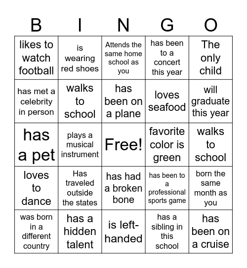 Find Someone Who Bingo Card