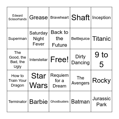 Movie Scores and Soundtracks Bingo Card