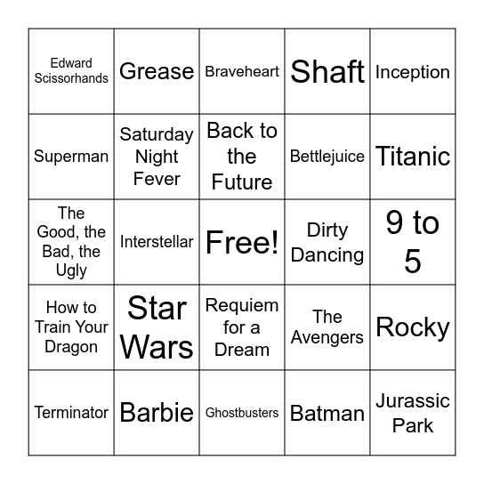Movie Scores and Soundtracks Bingo Card