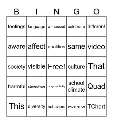 Appreciating Diversity Bingo Card