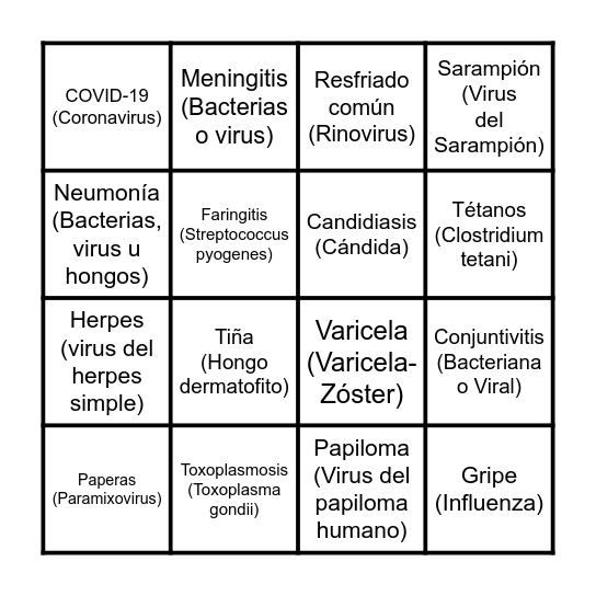 Bingo de bacterias Bingo Card