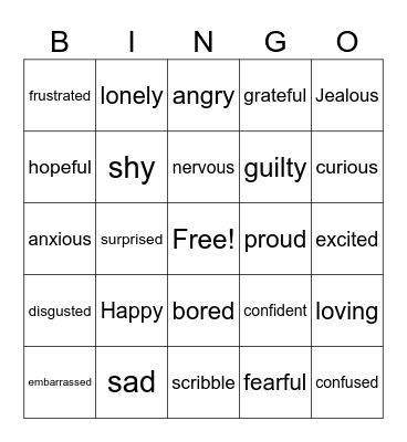 EMOTIONS Bingo Card