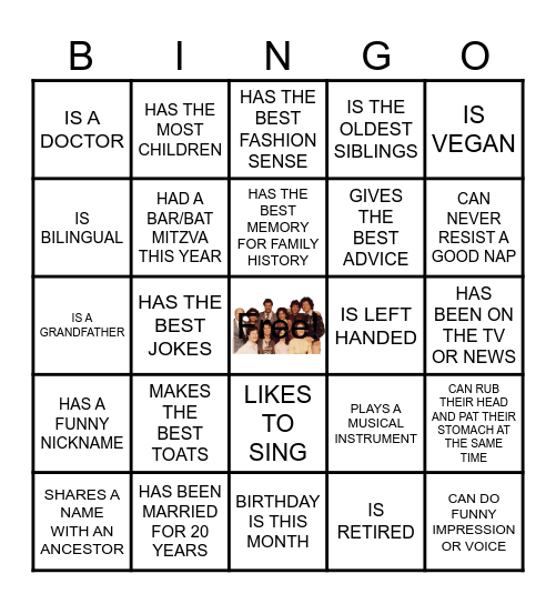 FAMILY BINGO -FIND SOMEONE WHO Bingo Card