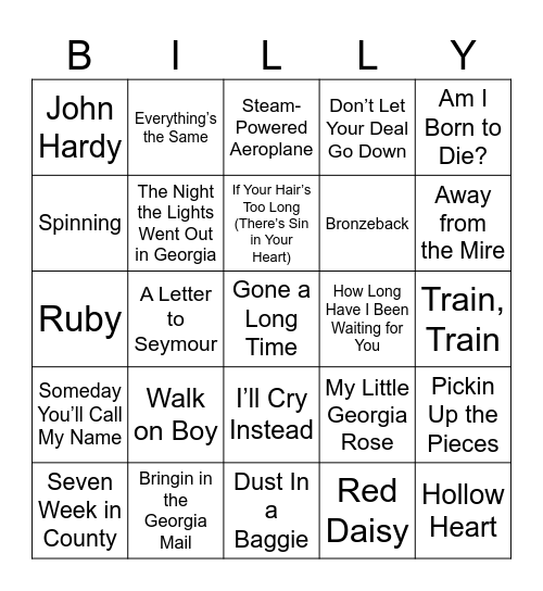 Billy Bingo Card