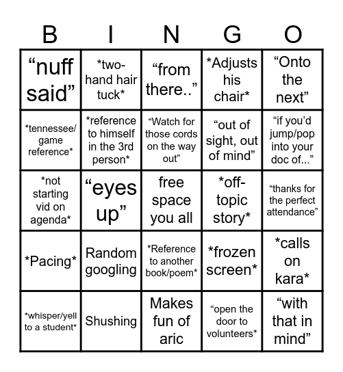cartringo Bingo Card