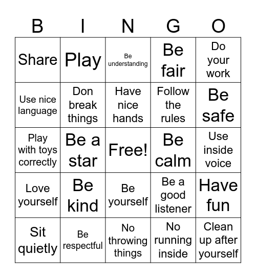 ABA KID BINGO Card