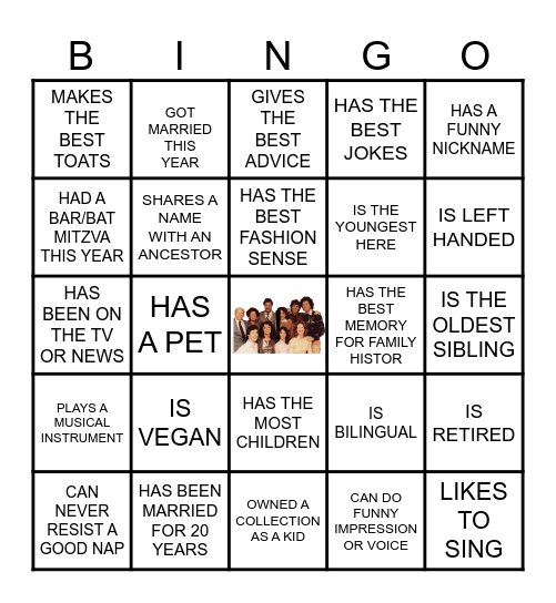 FAMILY BINGO- FIND SOMEONE WHO Bingo Card
