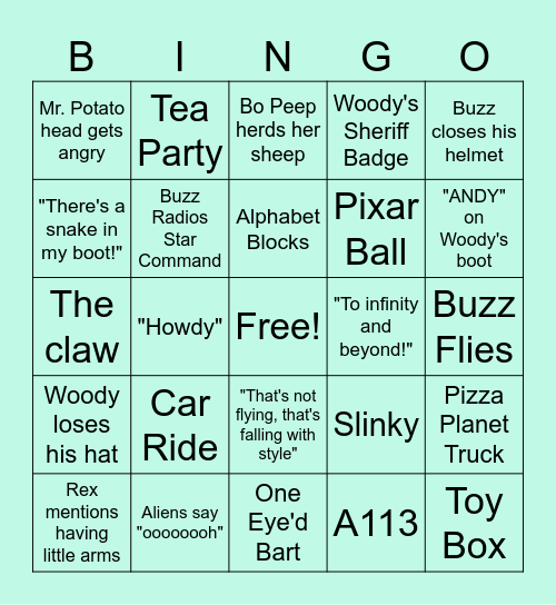 Toy Story Bingo (: Bingo Card