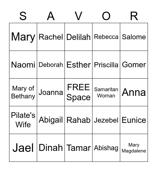 WOMEN OF THE BIBLE Bingo Card