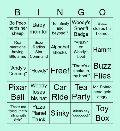 Toy Story Bingo (: Bingo Card