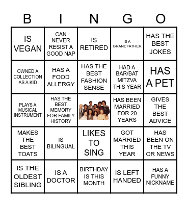 FAMILY BINGO- FIND SOMEONE WHO Bingo Card