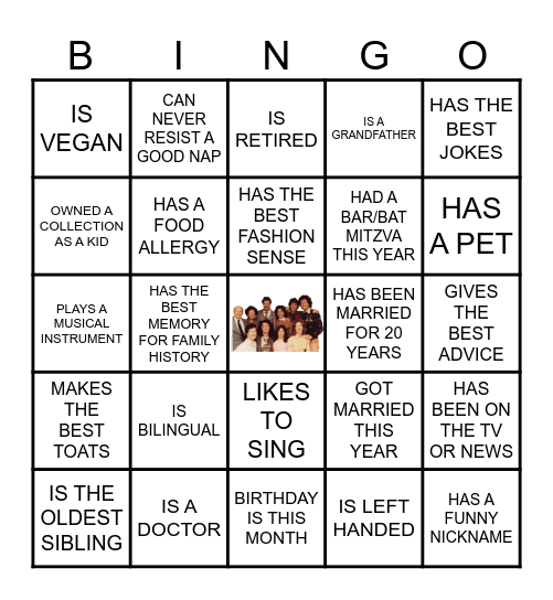 FAMILY BINGO- FIND SOMEONE WHO Bingo Card
