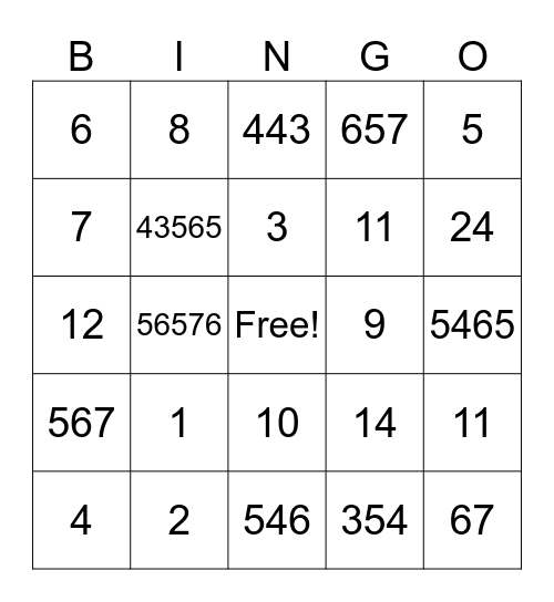 Oral Health Bingo Card