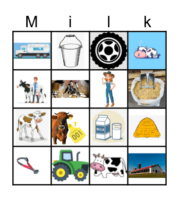 Dairy Farm Bingo Card