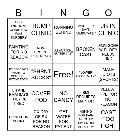 HAND TEAM Bingo Card