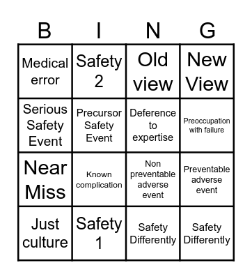 Safety Part 1 Bingo Card
