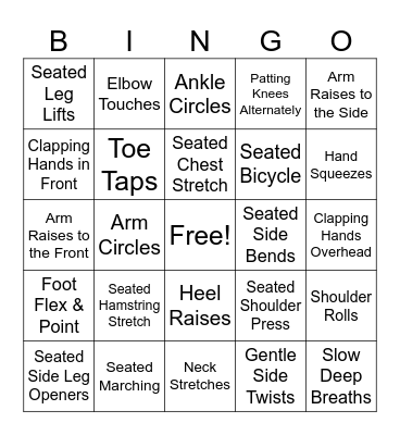 Fitness Bingo Card
