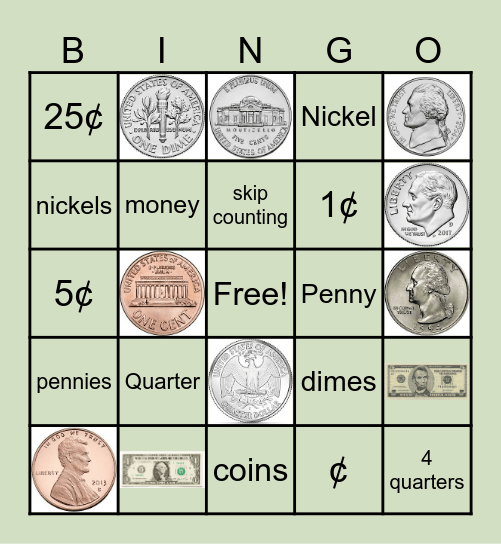 Money Bingo Card