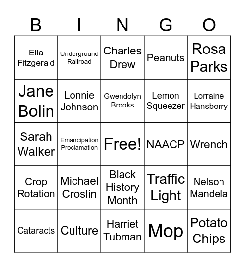 BHM Bingo Card