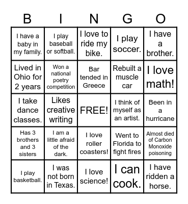 Meet Me Bingo Card