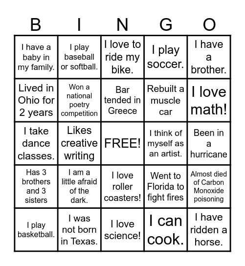 Meet Me Bingo Card