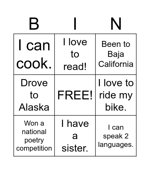 Meet Me Bingo Card