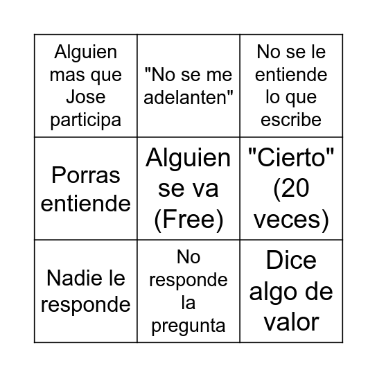 Diferencial Complementaria Bingo Card