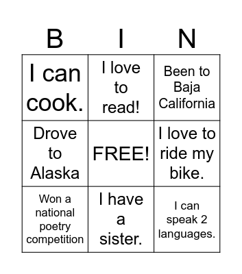 Meet Me Bingo Card