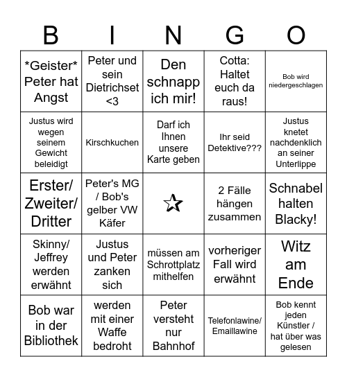 DIE DREI FRAGEZEICHEN Bingo Card