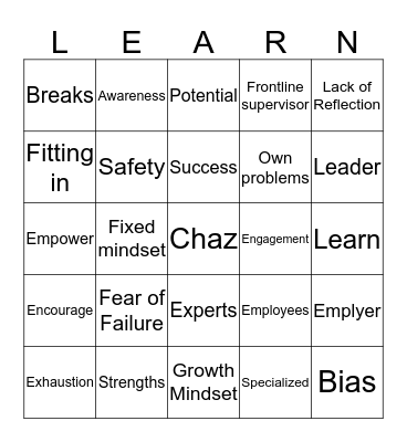 Why Organizations Don't Learn Bingo Card
