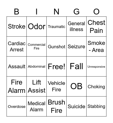 Call Type Bingo Card