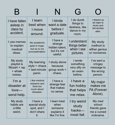 First Day Bingo Card